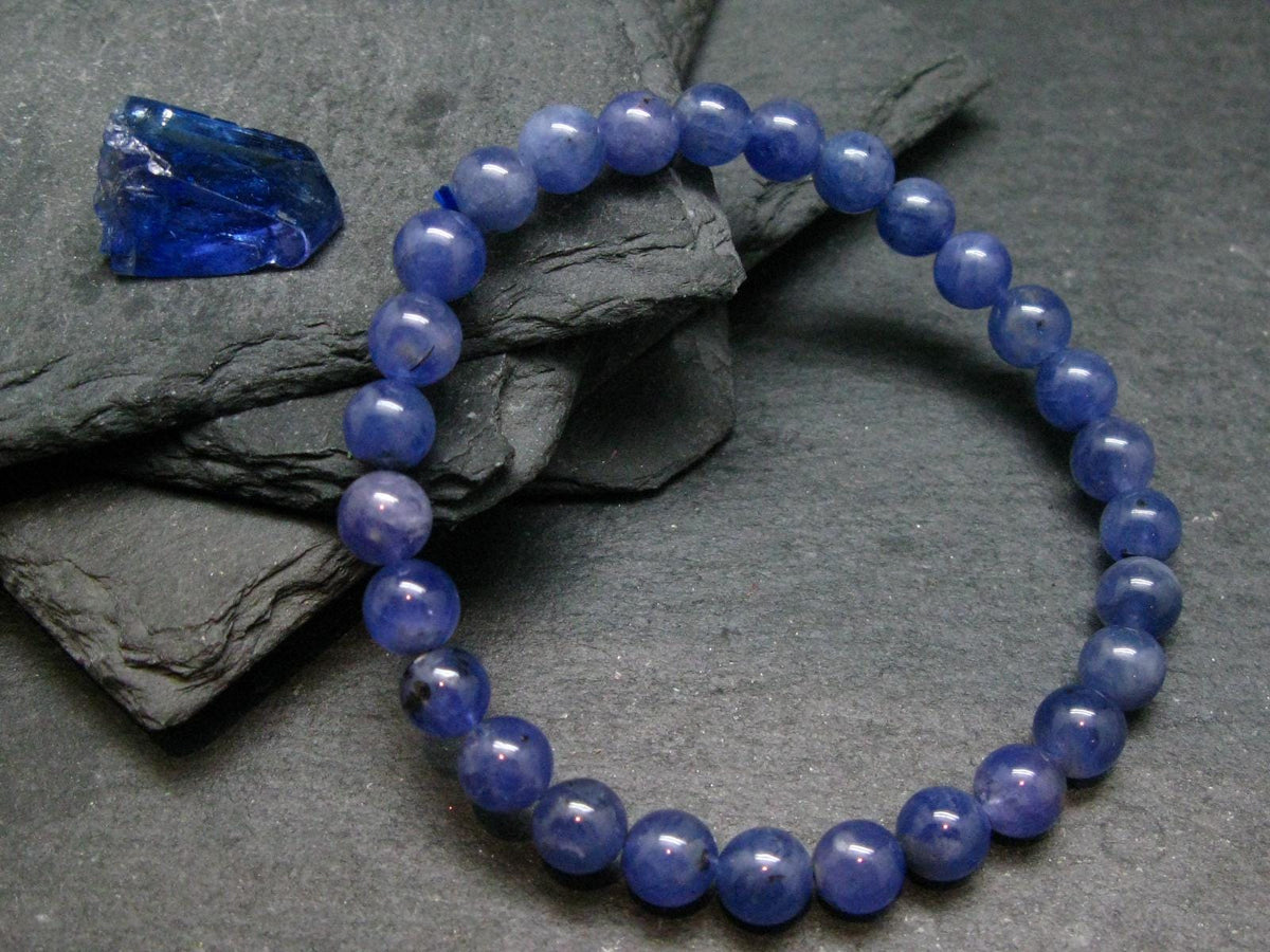 Tanzanite Genuine Bracelet ~ 7 Inches ~ 7mm Round Beads