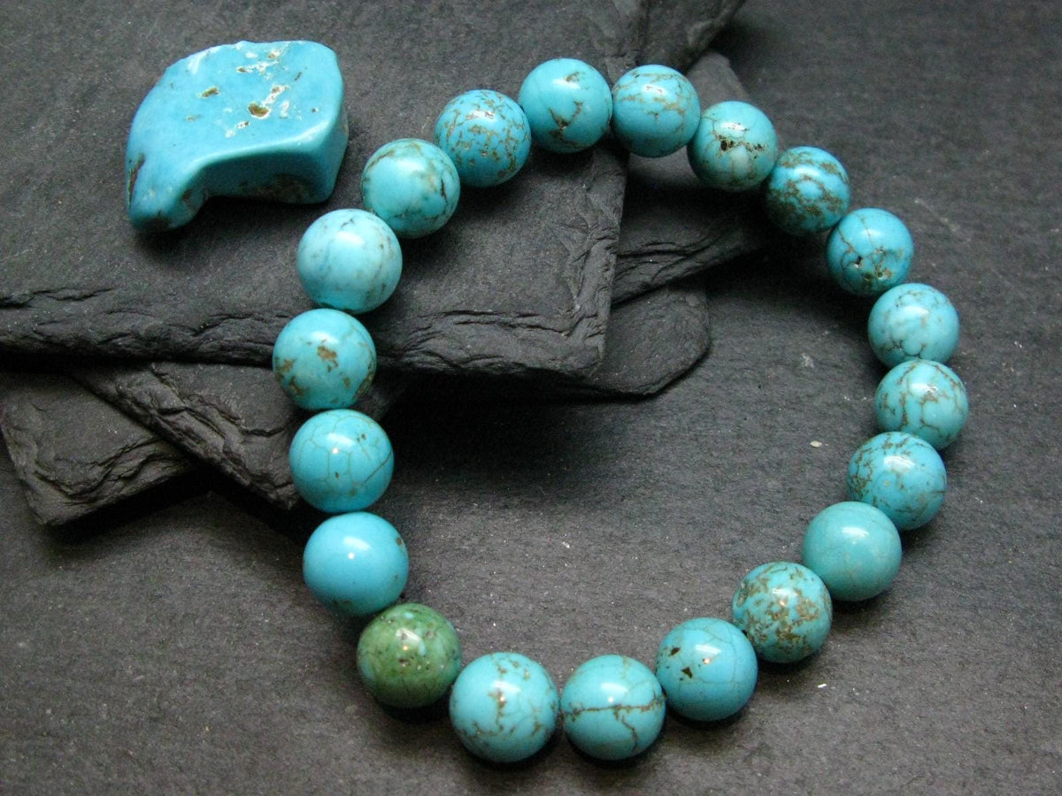 Turquoise Genuine Untreated Bracelet ~ 7 Inches ~ 10mm Round Beads