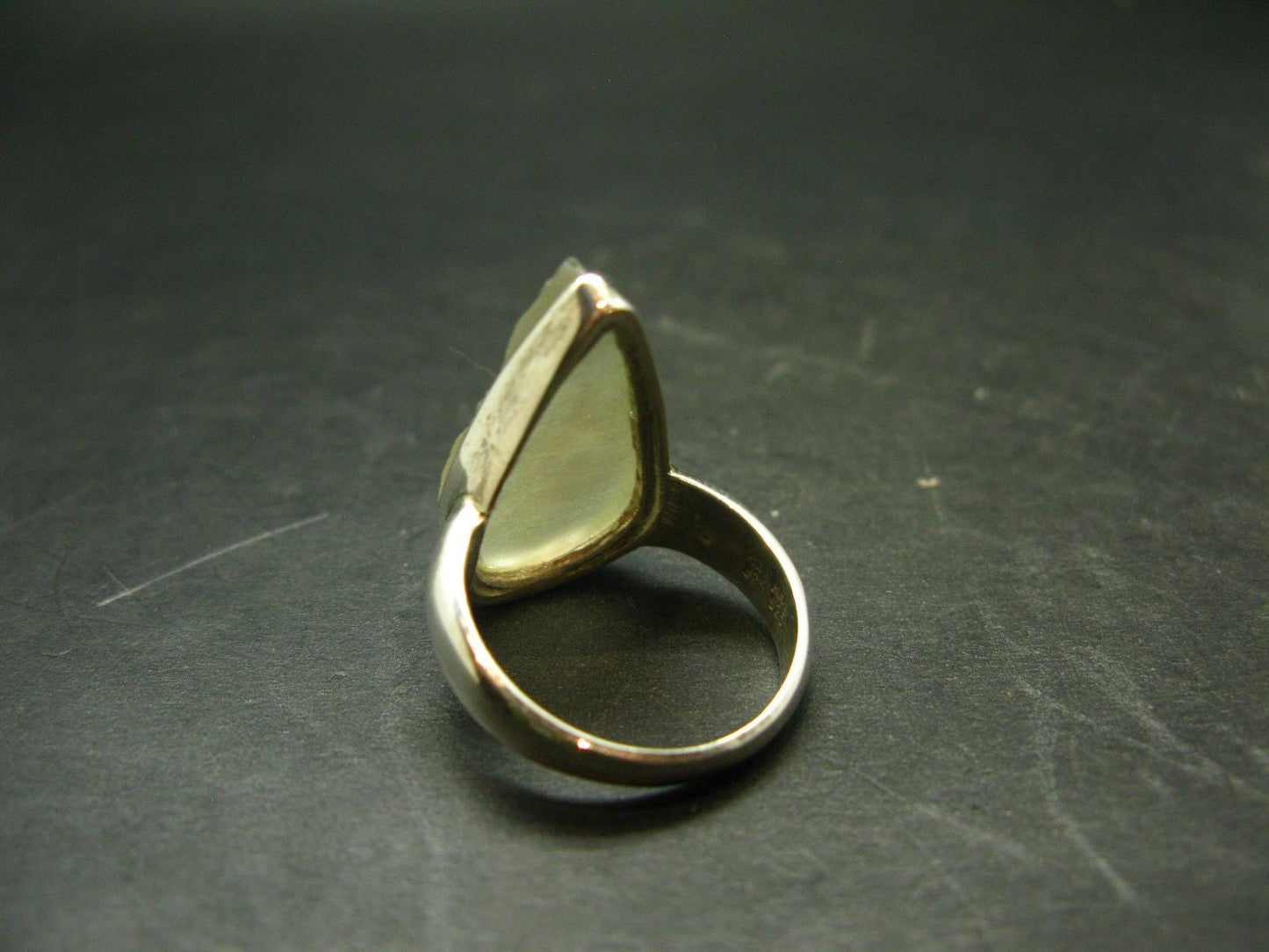 Natural Gem Raw Libyan Desert Glass Tektite Sterling Silver Ring from Libya - Size 9.5 - 7.8 Grams