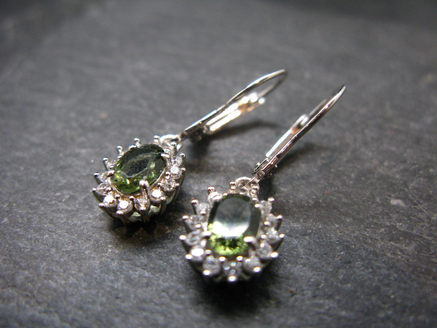 Moldavite Tektite Silver Earrings from Czech Republic - 3.41 Grams