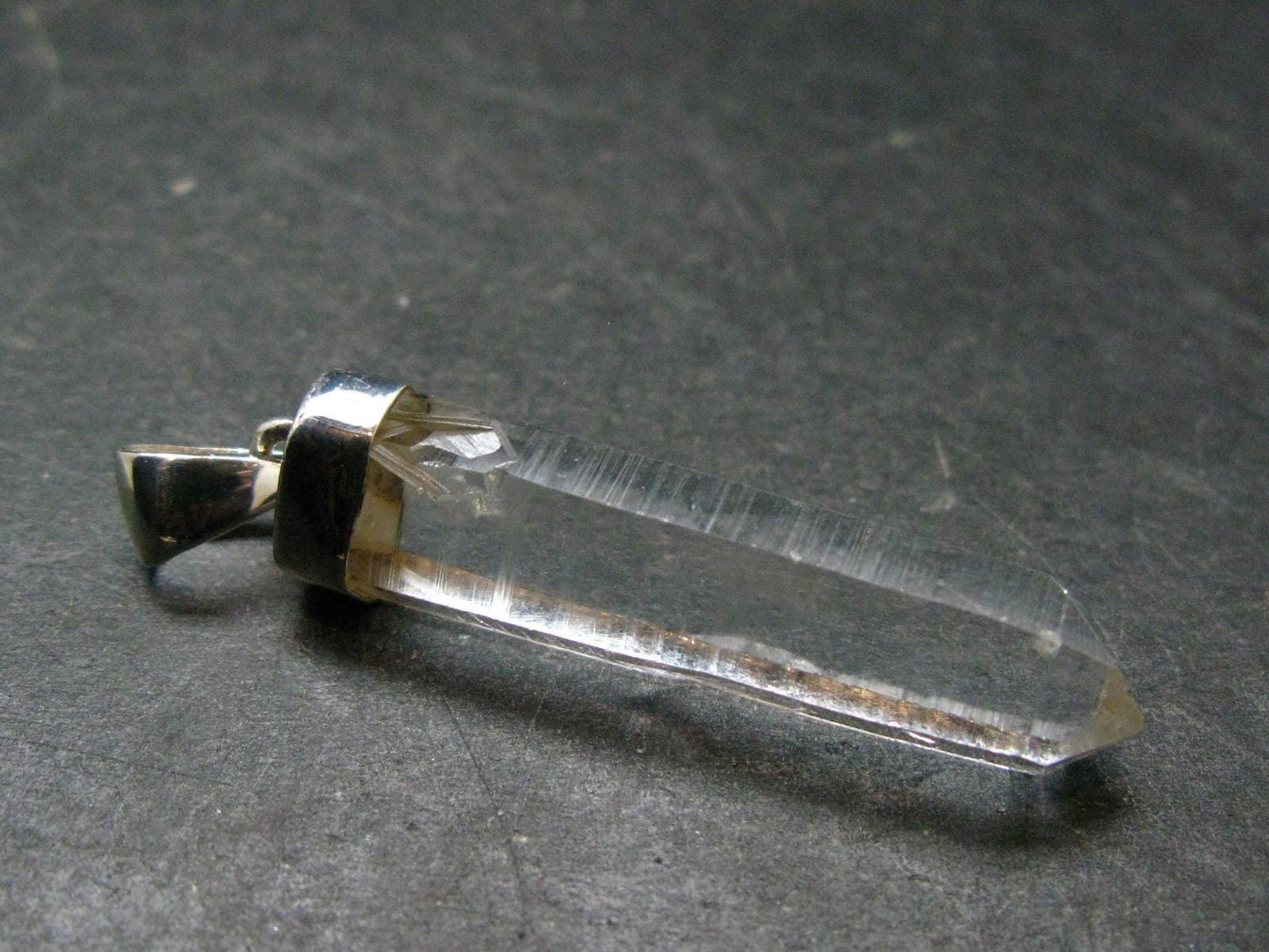 Lemurian Quartz Crystal Pendant From Brazil - 1.9" - 5.79 Grams