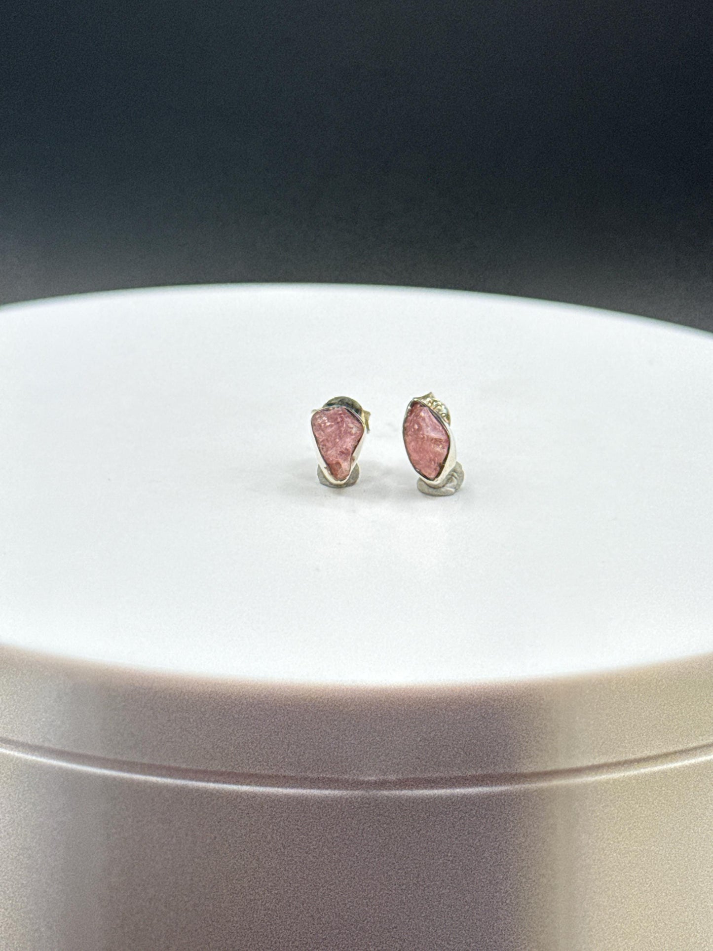 Pezzottaite Sterling Silver Stud Earrings – Natural Rare Pink Gemstone