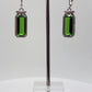Green Helenite Emerald Cut Earrings – Halo Sterling Silver Dangle Earrings
