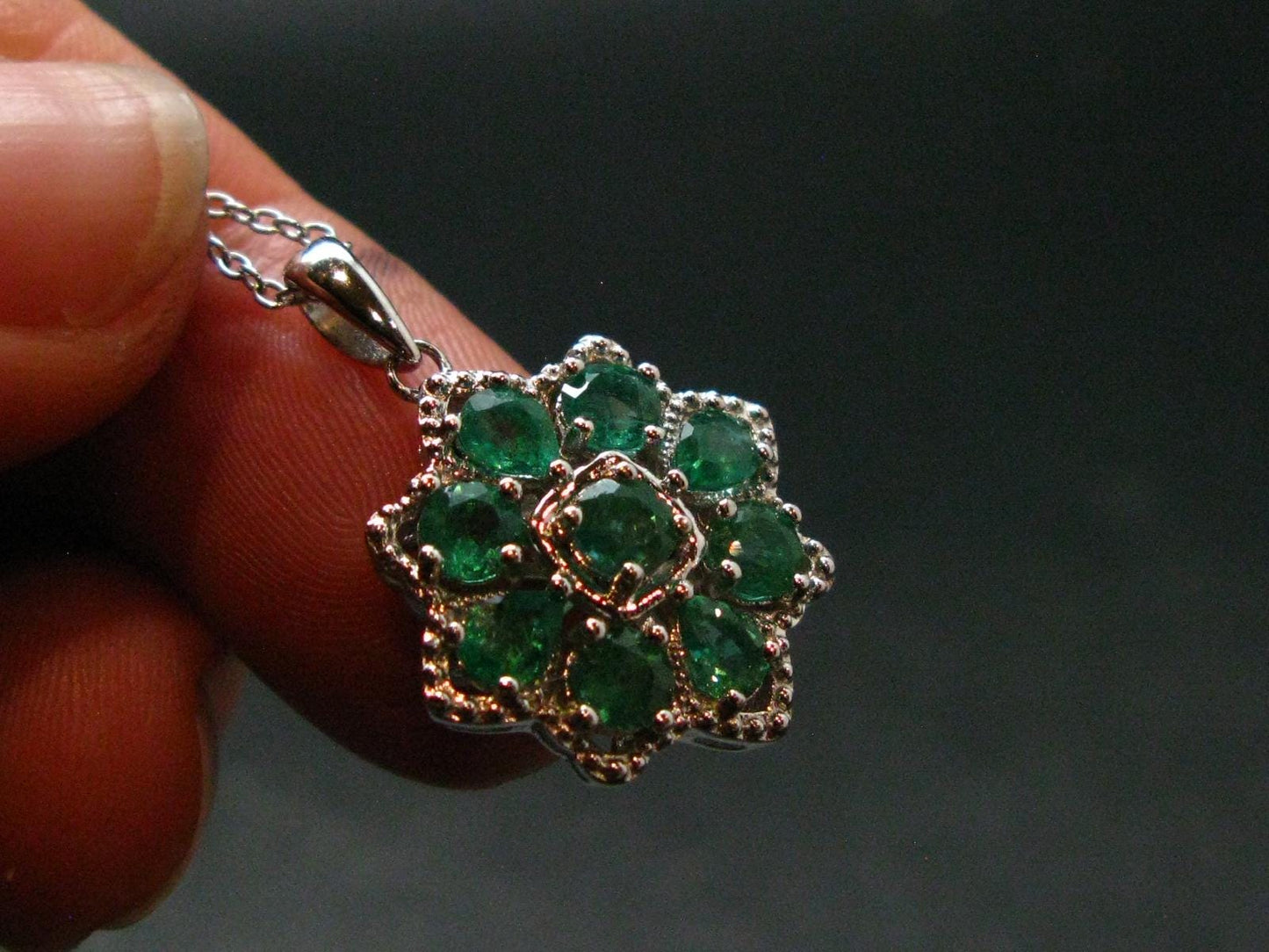 Emerald Silver Pendant W/Chain From Colombia - 3.86 Grams Total