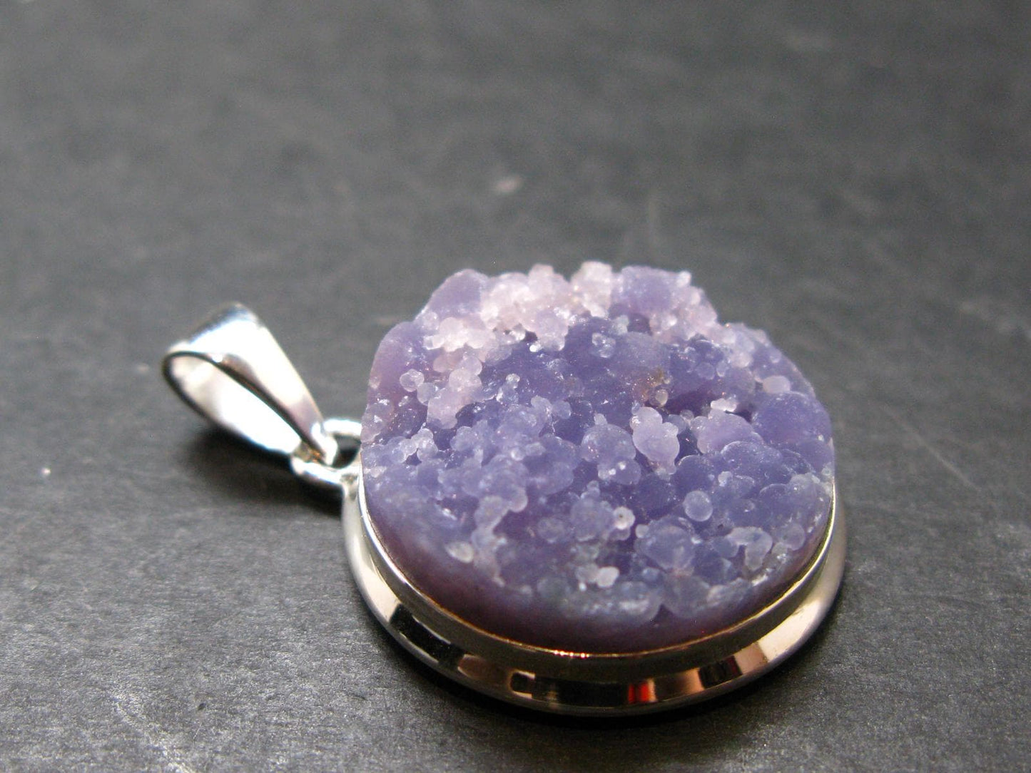 Purple Grape Agate Cluster Silver Pendant From Indonesia - 1.4" - 10.0 Grams