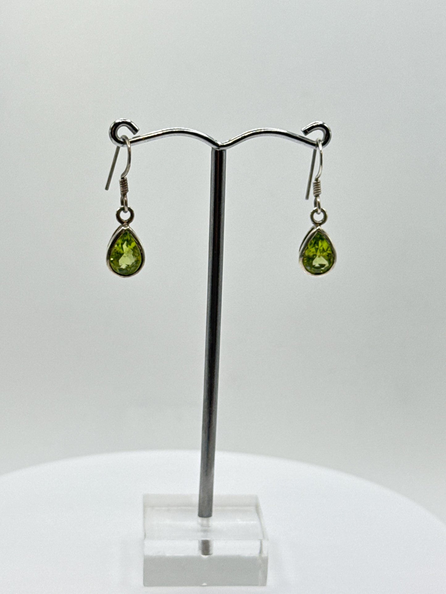 Peridot Teardrop Dangle Earrings | Sterling Silver August Birthstone