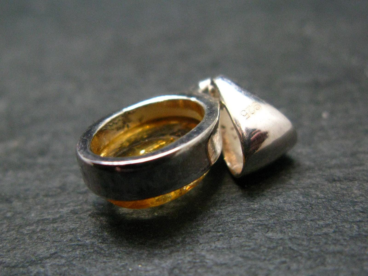 Imperial Topaz Crystal Silver Pendant from Brazil - 0.8" - 2.15 Grams
