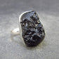 Black Tibetan Tektite Silver Ring from Tibet - Size 6.5 - 4.31 Grams