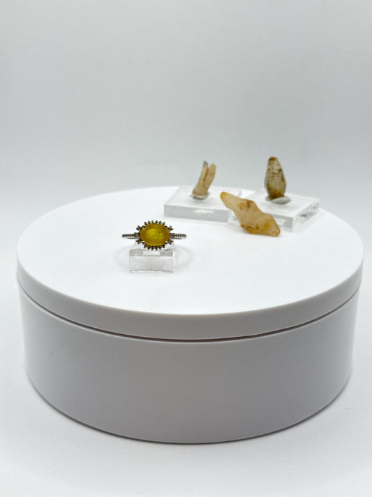Sterling Silver Yellow Sapphire Ring | September Birthstone, Size 8