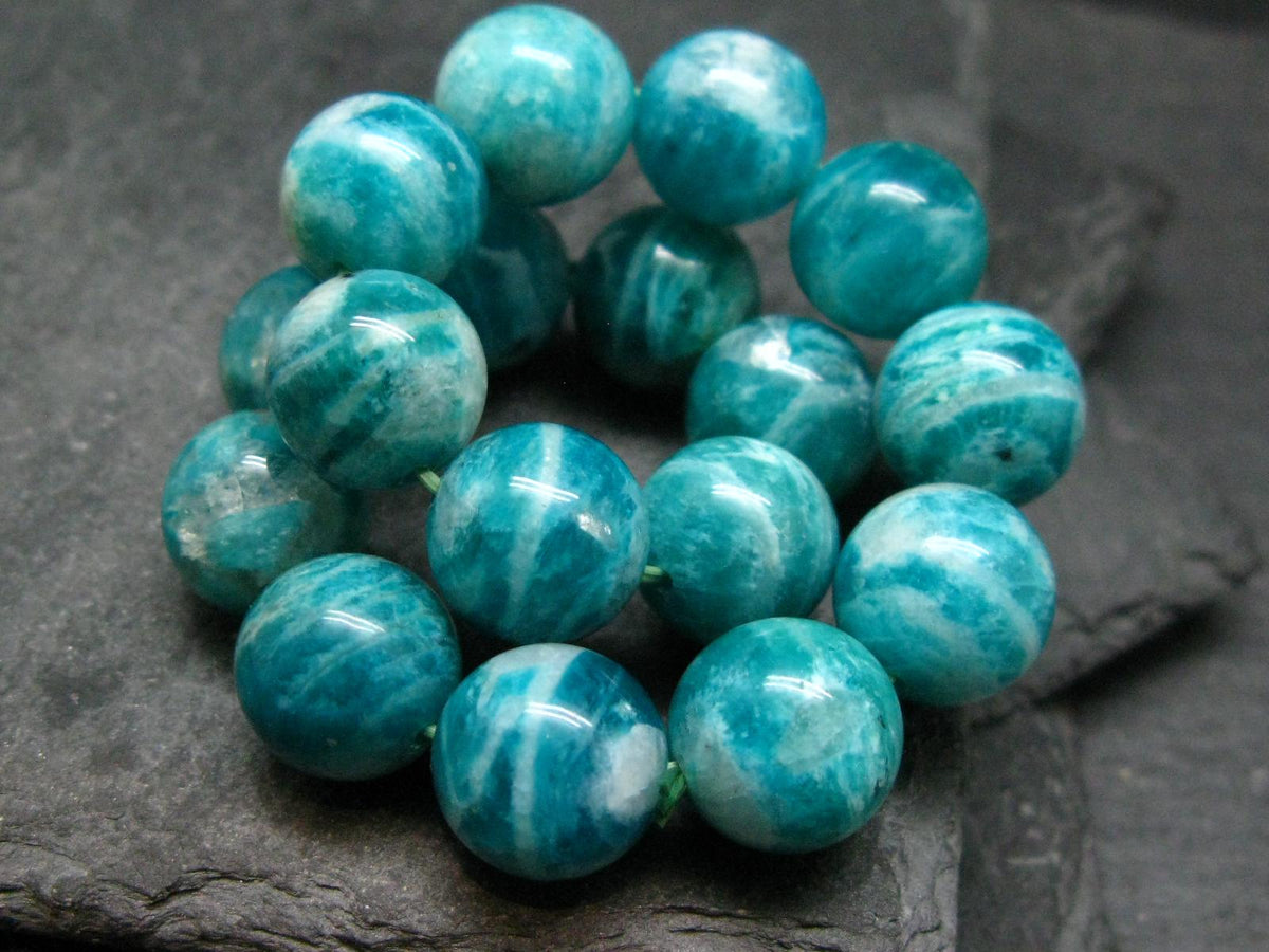 Russian Amazonite Genuine Bracelet ~ 7 Inches ~ 12mm Round Beads