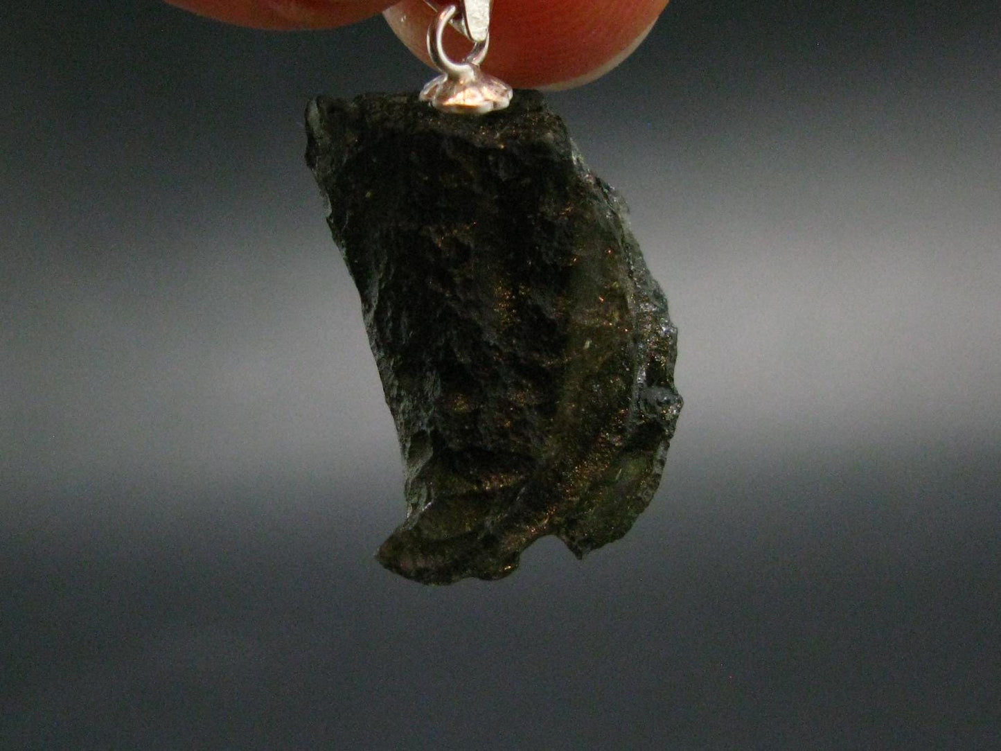 Moldavite Tektite Silver Pendant from Czech Republic - 1.0" - 2.52 Grams
