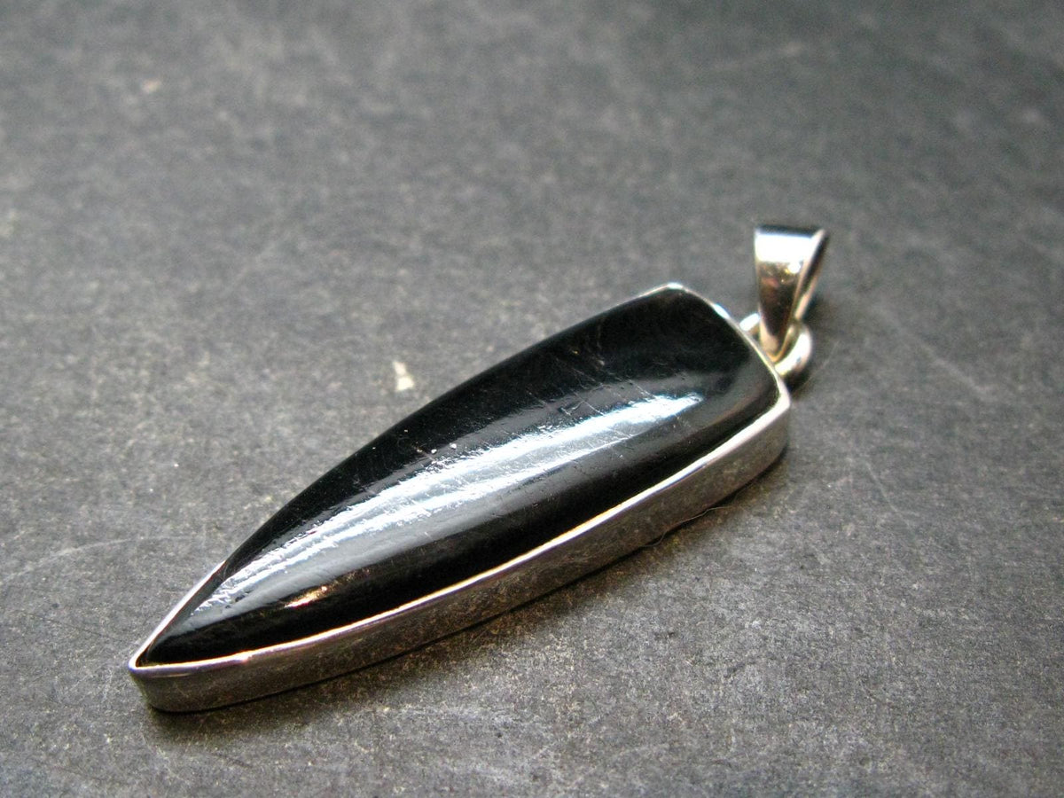 Tumbled Hypersthene Silver Pendant From Canada - 1.8"
