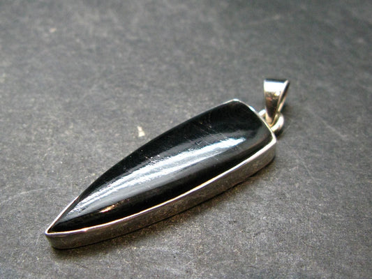 Tumbled Hypersthene Silver Pendant From Canada - 1.8"
