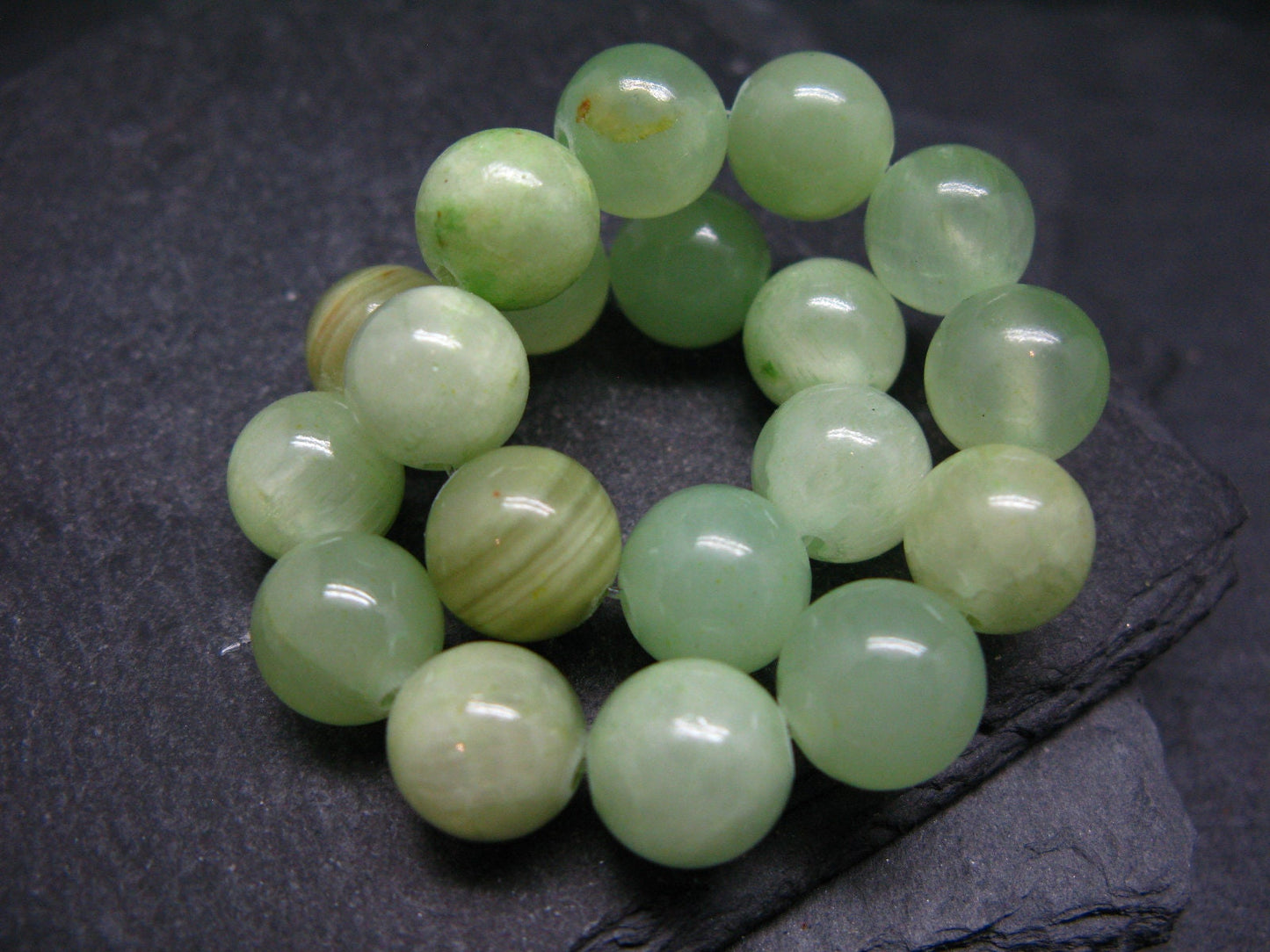 Green Calcite Genuine Bracelet ~ 7 Inches ~ 10mm Round Beads