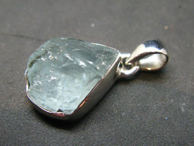 Fantastic Gemmy Aquamarine Crystal Silver Pendant From Brazil - 0.7"