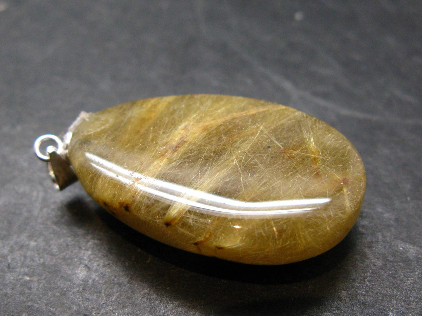Rutilated Quartz Silver Pendant From Brazil - 1.4"