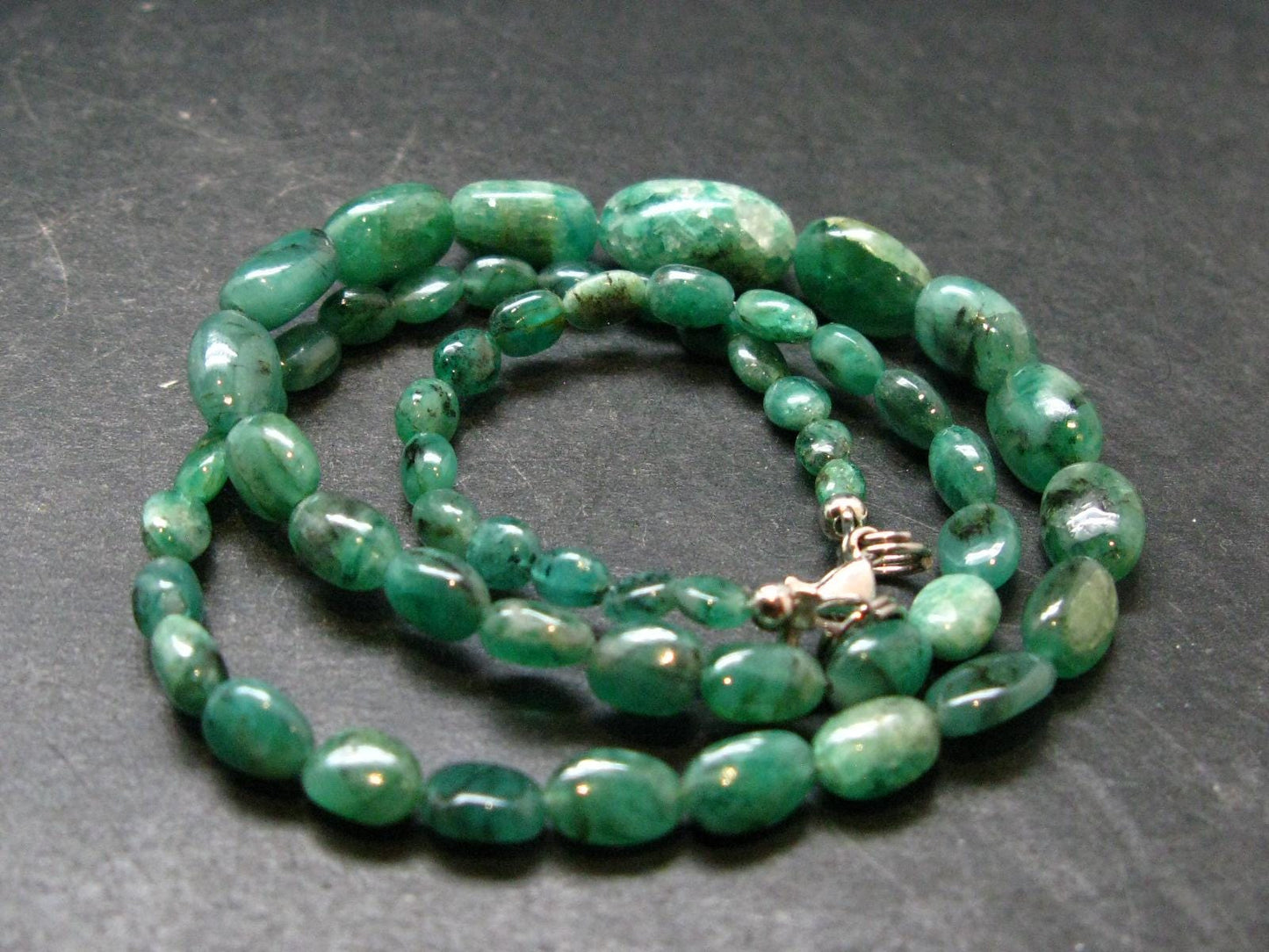 Emerald Tumbled Beads Necklace From Colombia - 16" - 16.28 Grams