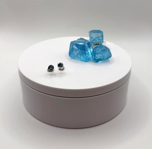 Swiss Blue Topaz Stud Earrings in Sterling Silver - Weight 0.77 Grams