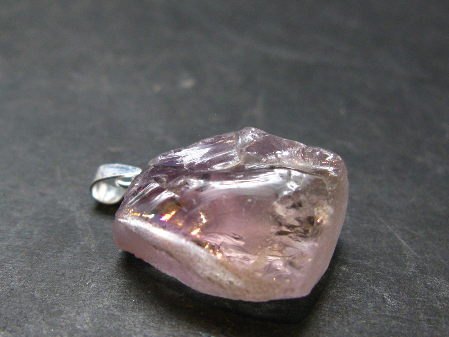 Stunning Natural Gem Ametrine Crystal Silver Pendant From Bolivia - 1.0" - 4.72 Grams