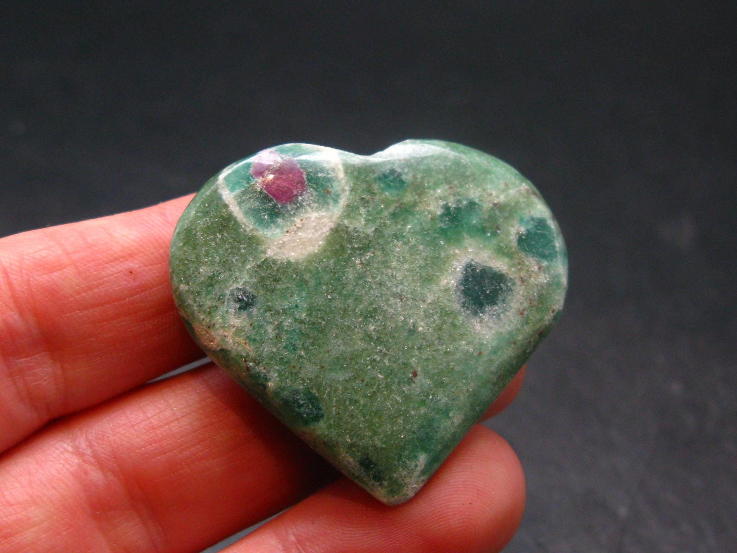 Ruby In Fuchsite Heart From India - 1.3"