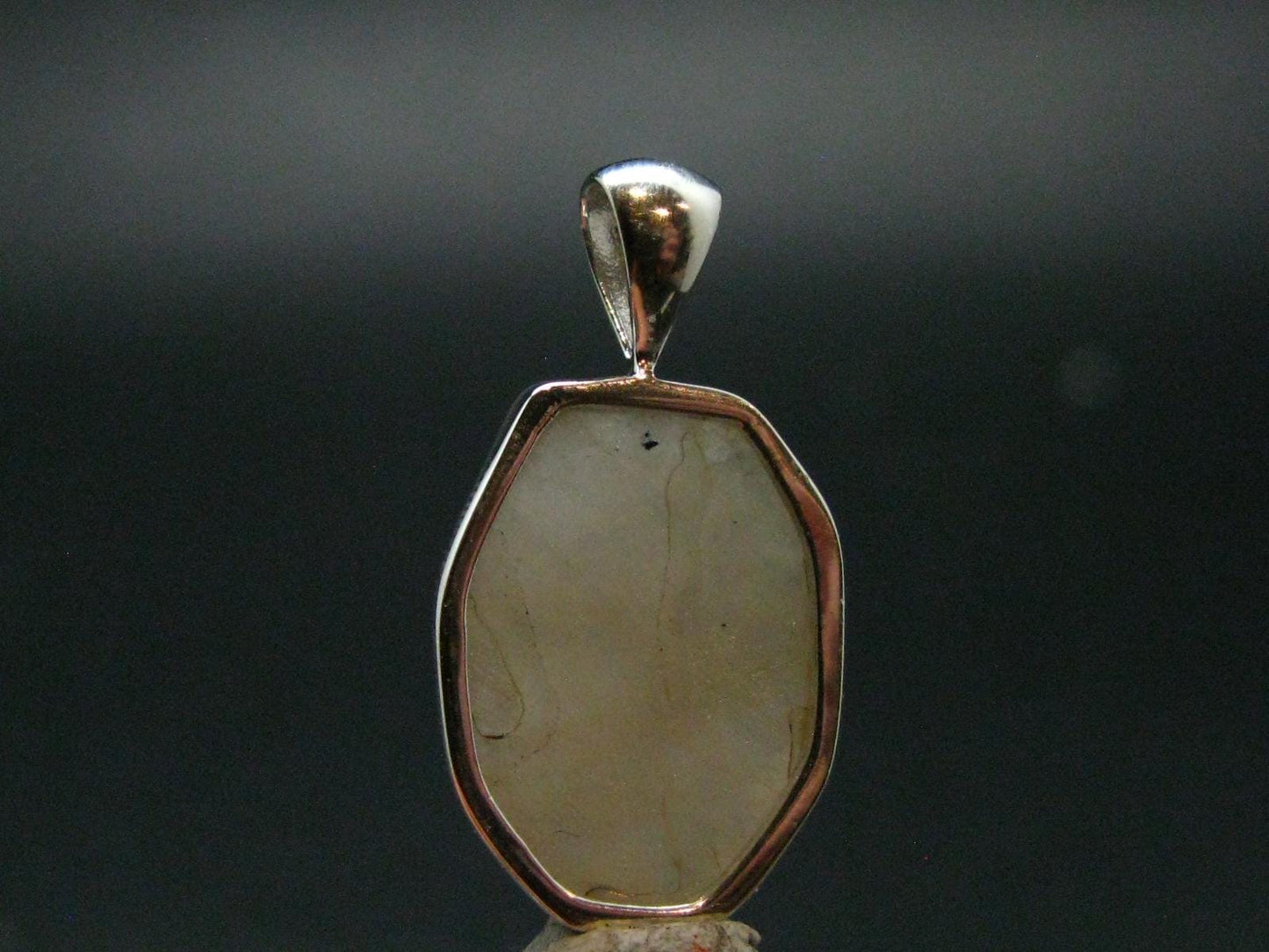 Very Rare White Cryolite 925 Silver Pendant from Greenland - 1.0" - 3.24 Grams