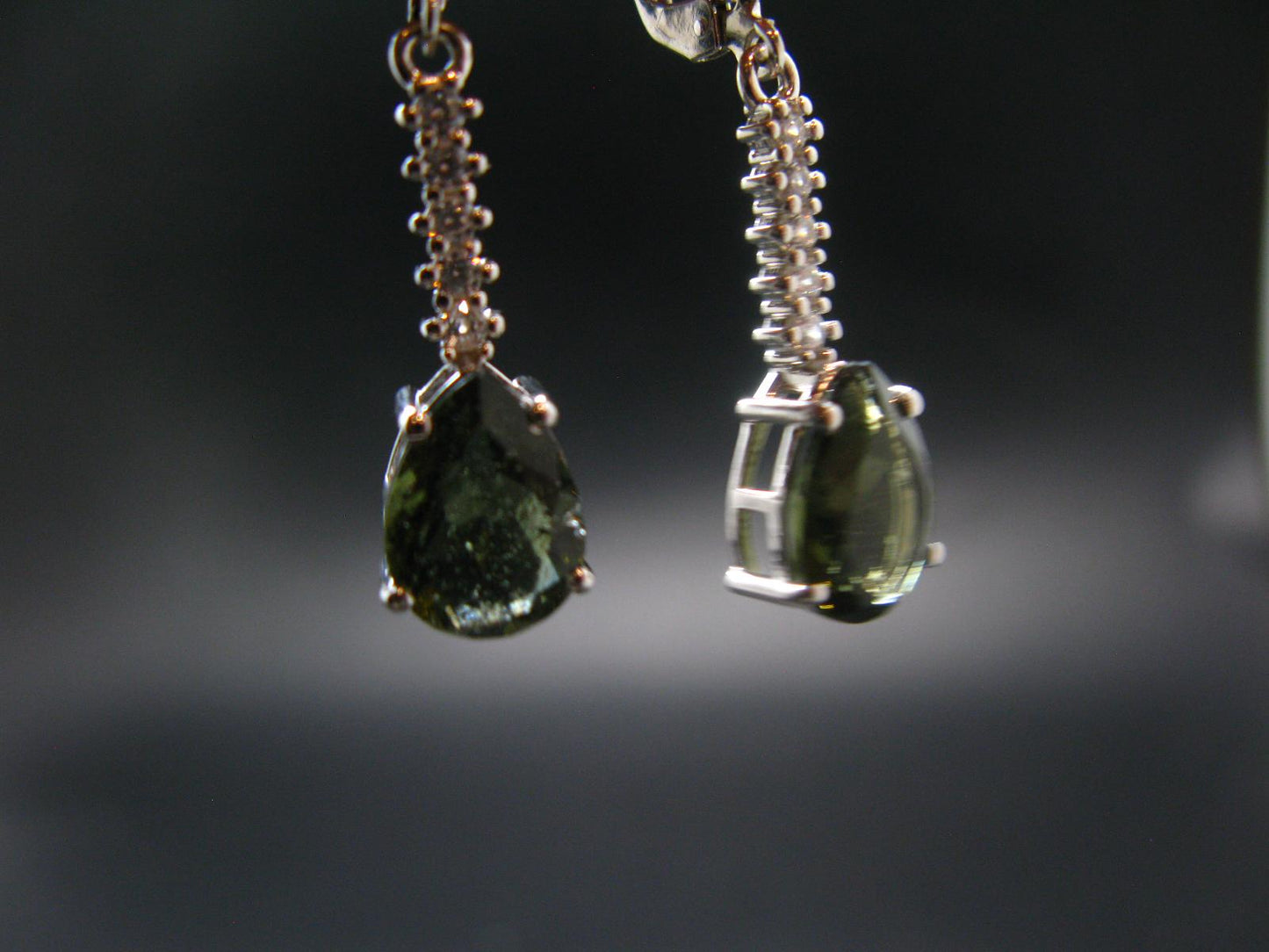 Moldavite Tektite Silver Earrings from Czech Republic - 3.83 Grams