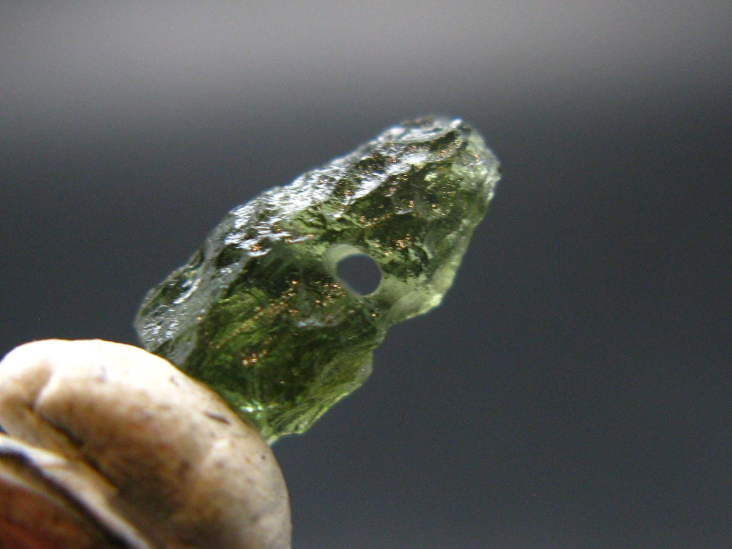 Moldavite Tektite Raw Bead from Czech Republic - 11 mm - 1.55 Carats