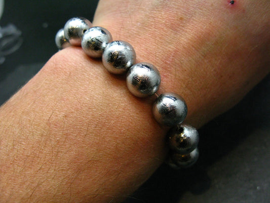 Meteorite Muonuonolusta Genuine Bracelet ~ 7 Inches ~ 12mm Round Beads