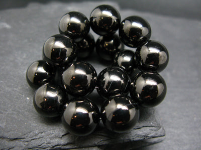 Elite Noble Shungite Genuine Bracelet ~ 7 Inches ~ 12mm Round Beads