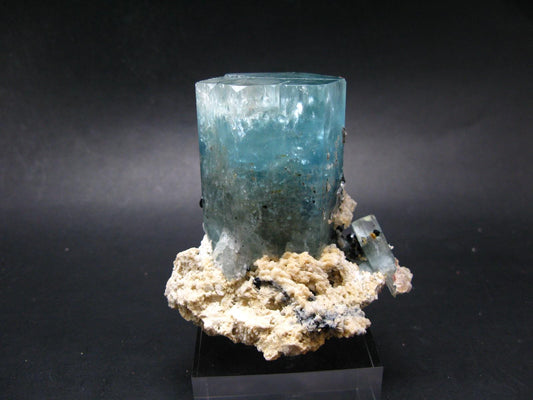 Big Aquamarine & Black Tourmaline Crystal From Erongo Namibia - 3.3"