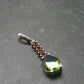 Moldavite Tektite & Red Garnet Silver Pendant from Czech Republic - 1.2"