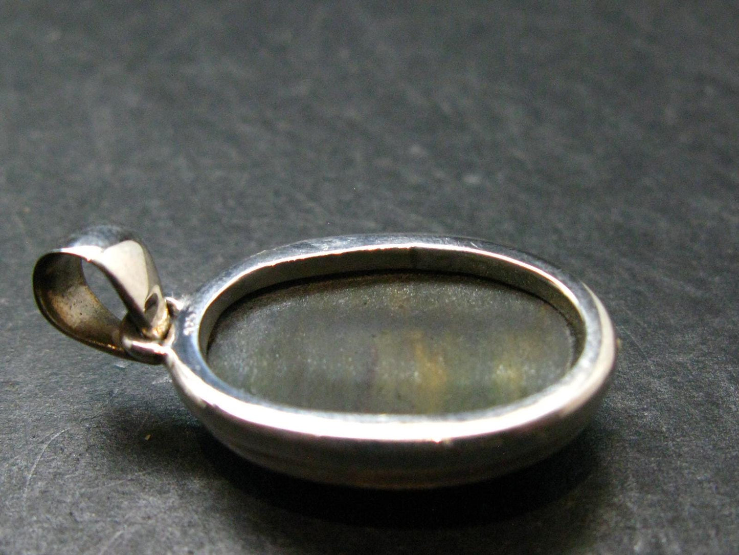 Hawk Eye (Blue Tiger Eye) Silver Pendant from South Africa - 1.4"
