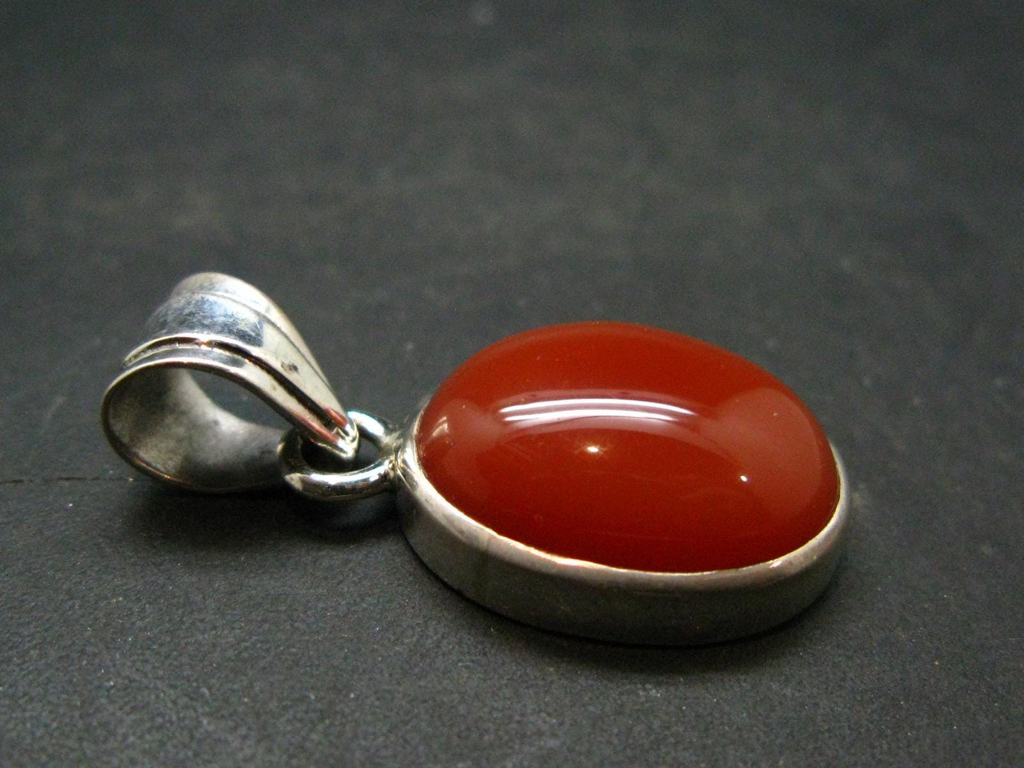 Gem from A Poem by Goethe!! Orange - Red Round Shape Carnelian Sterling Silver Pendant - 1.2"