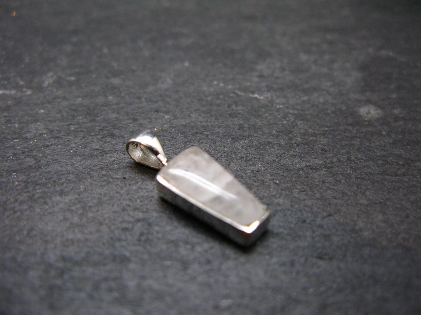 Raw Rare Natrolite Crystal Silver Pendant From Russia - 0.7" - 1.28 Grams