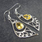 Stone of Success!! Faceted Natural Golden Yellow Citrine 925 Sterling Silver Drop Earrings - 1.9" - 3.72 Grams