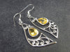 Stone of Success!! Faceted Natural Golden Yellow Citrine 925 Sterling Silver Drop Earrings - 1.9" - 3.72 Grams