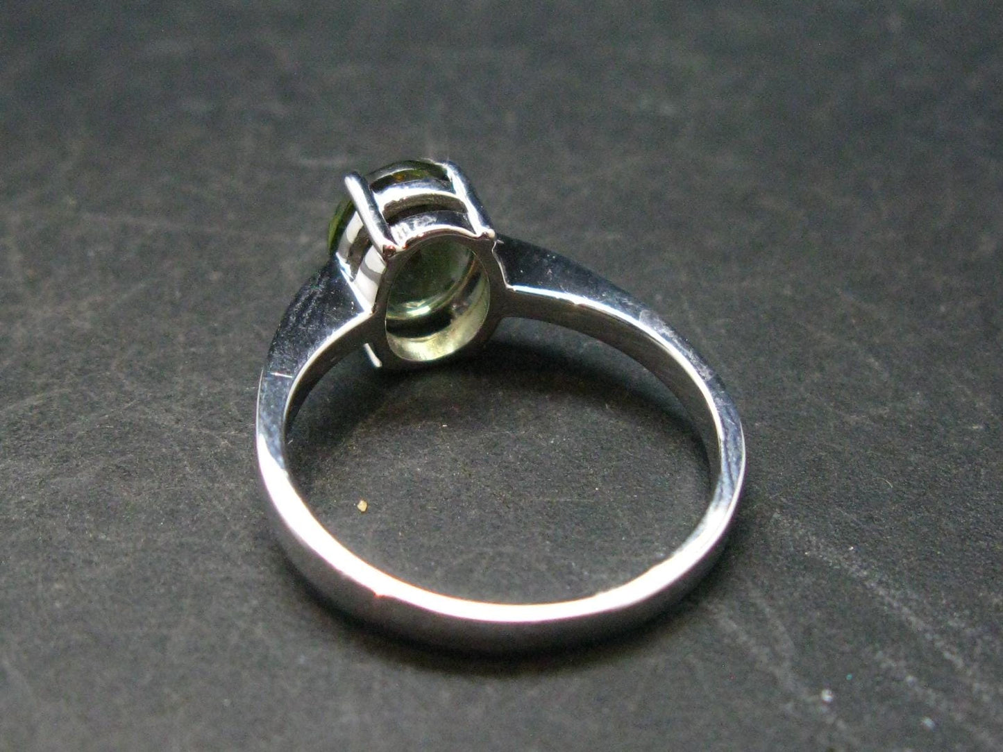 Moldavite Tektite Silver Ring from Czech Republic - Size 8 - 3.08 Grams