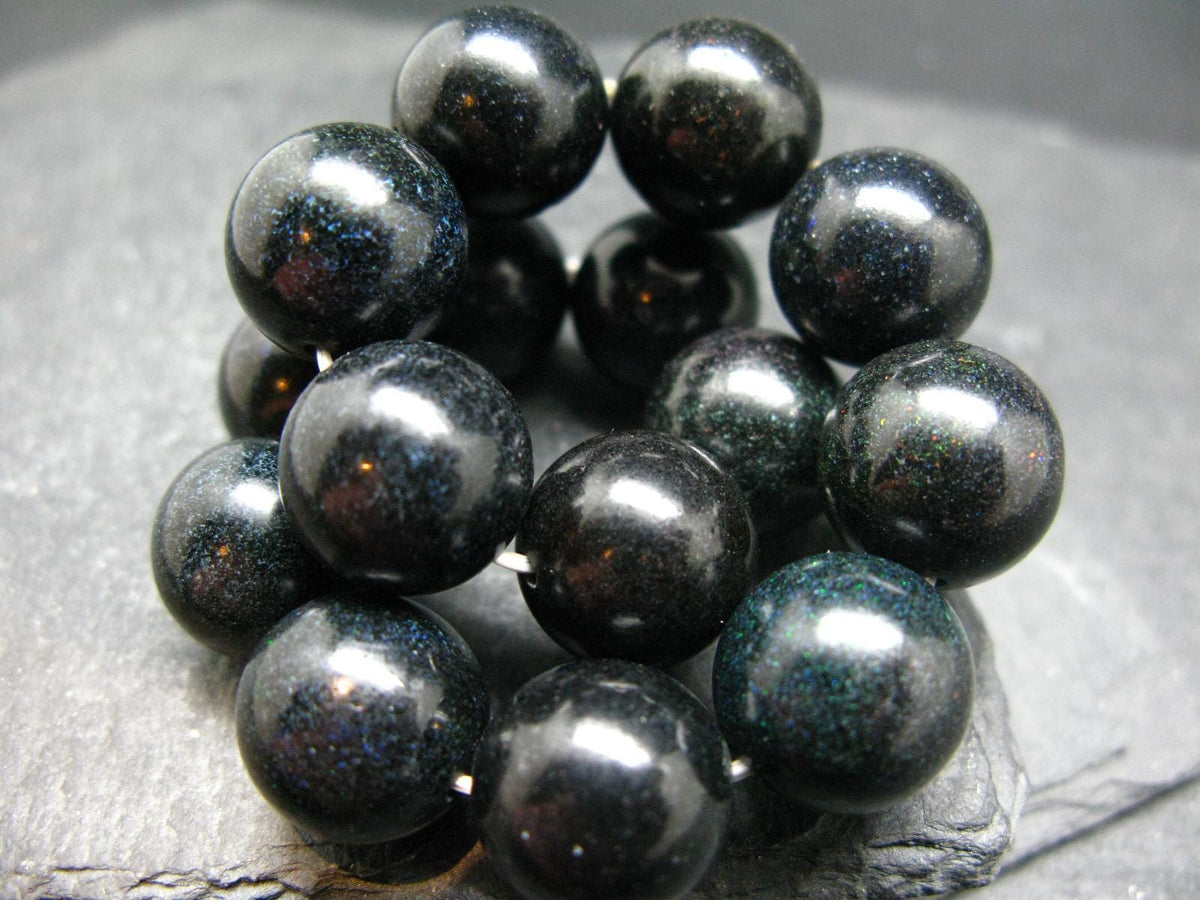 Black Opal Genuine Bracelet ~ 7 Inches ~ 14mm Round Beads