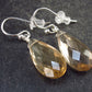 Stunning Natural Faceted Drop Shape Ametrine Crystal Silver Earrings - 1.2" - 2.69 Grams