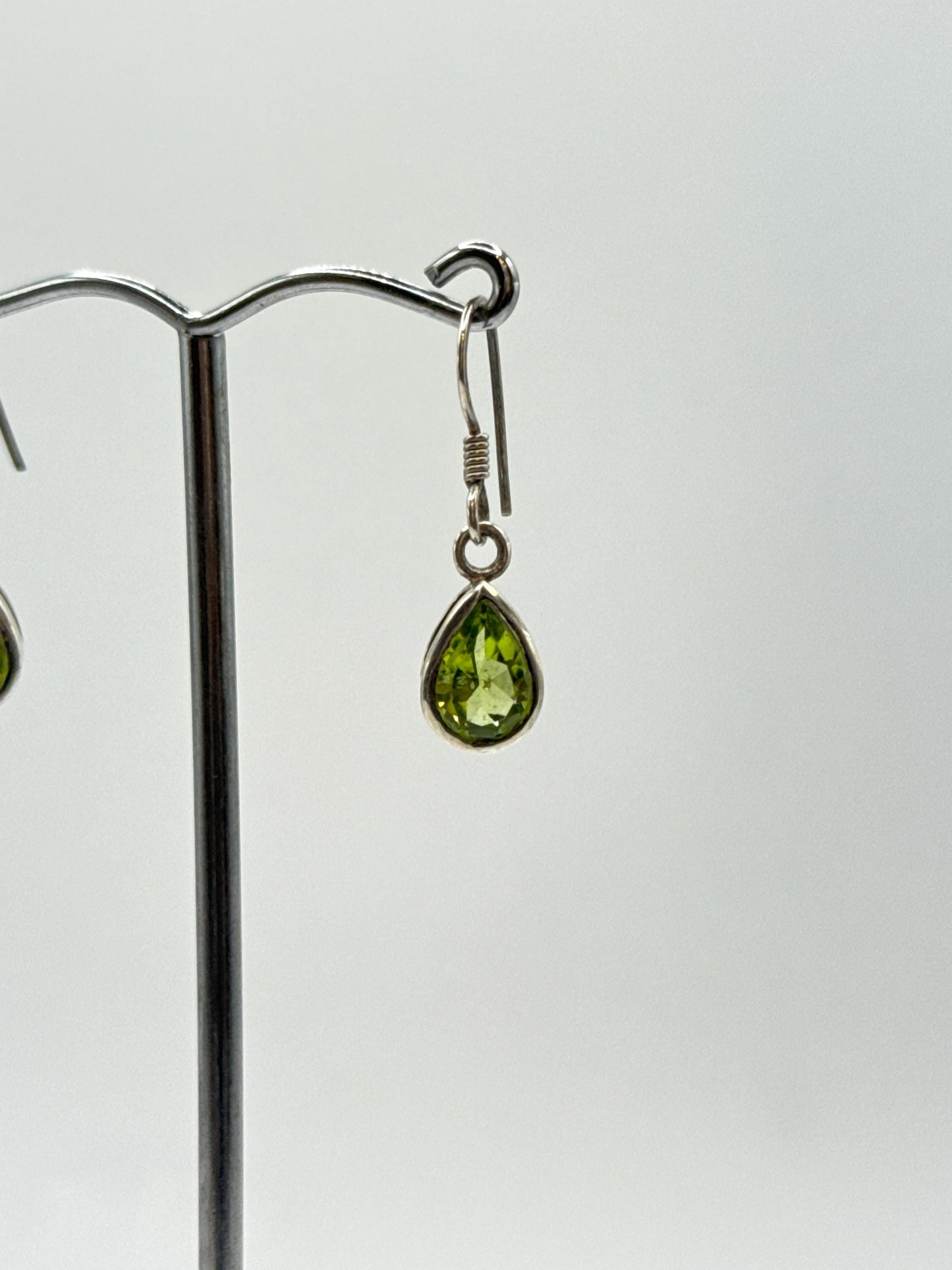 Peridot Teardrop Dangle Earrings | Sterling Silver August Birthstone