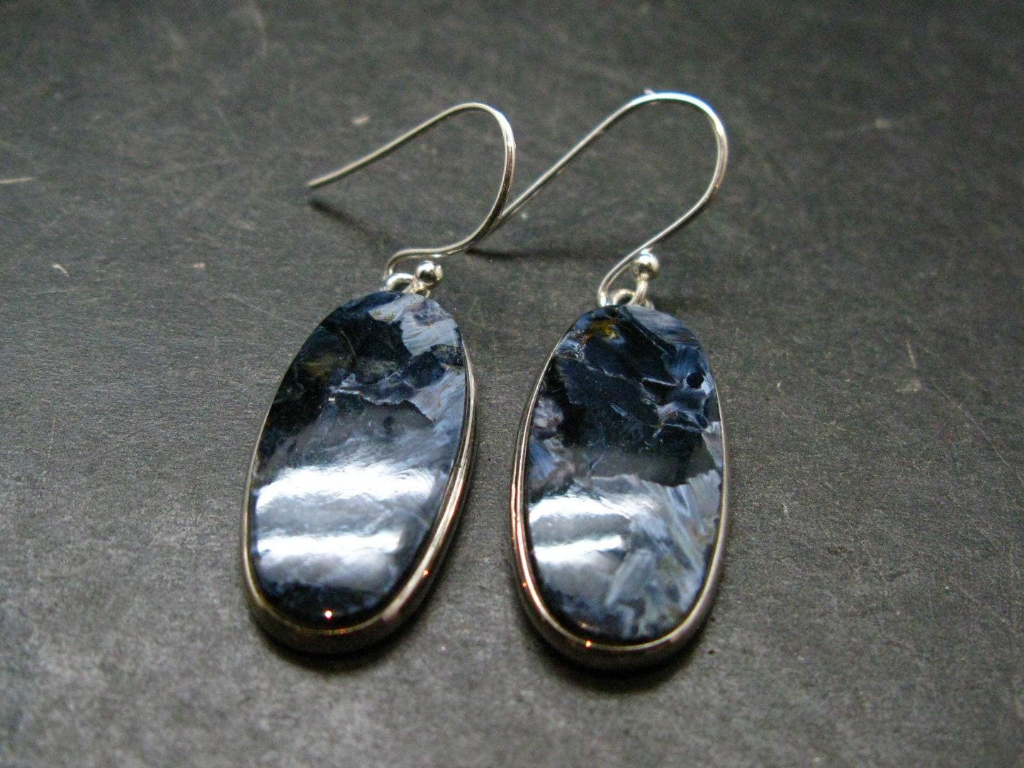 Natural Pietersite Silver Earrings from Namibia - 1.8" - 6.30 Grams