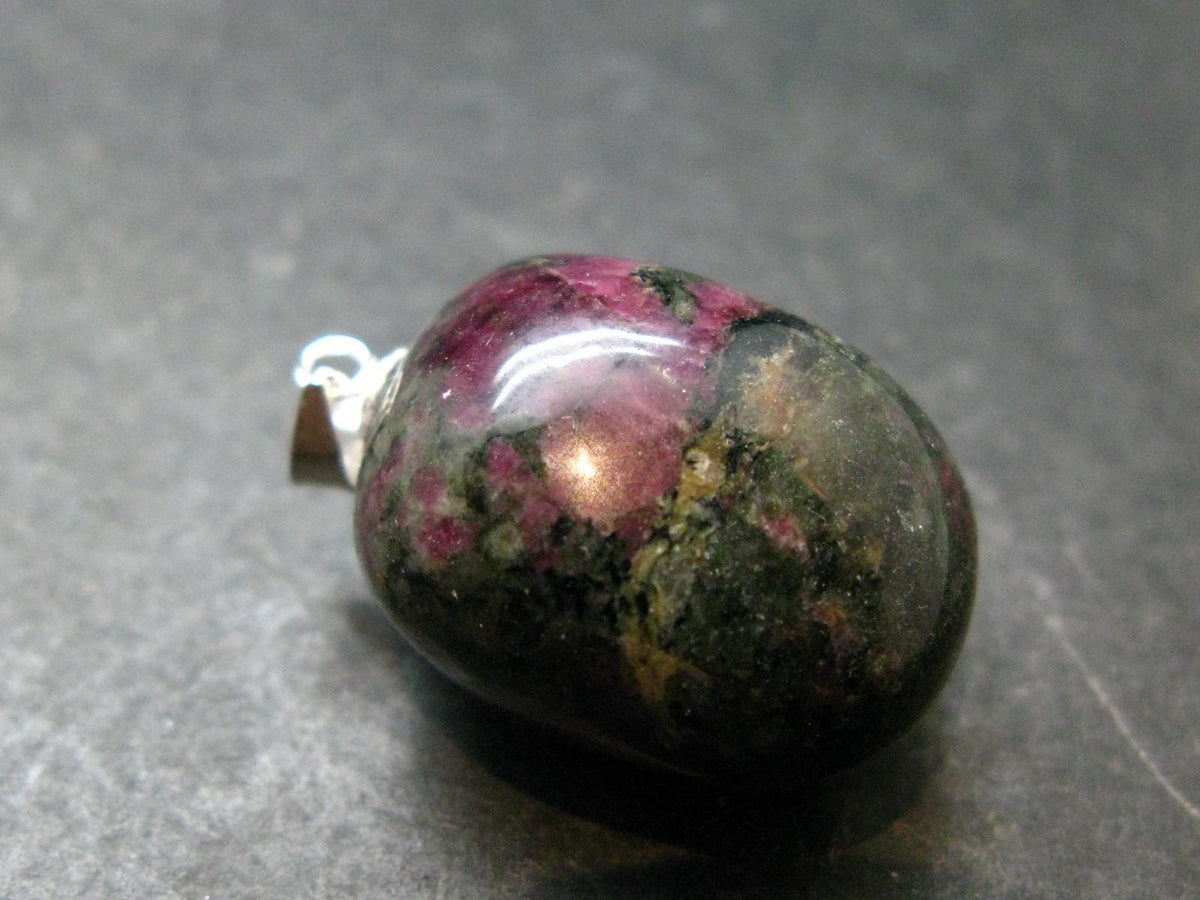 Nice Red Eudyalite Eudialite Silver Pendant From Russia - 1.2"