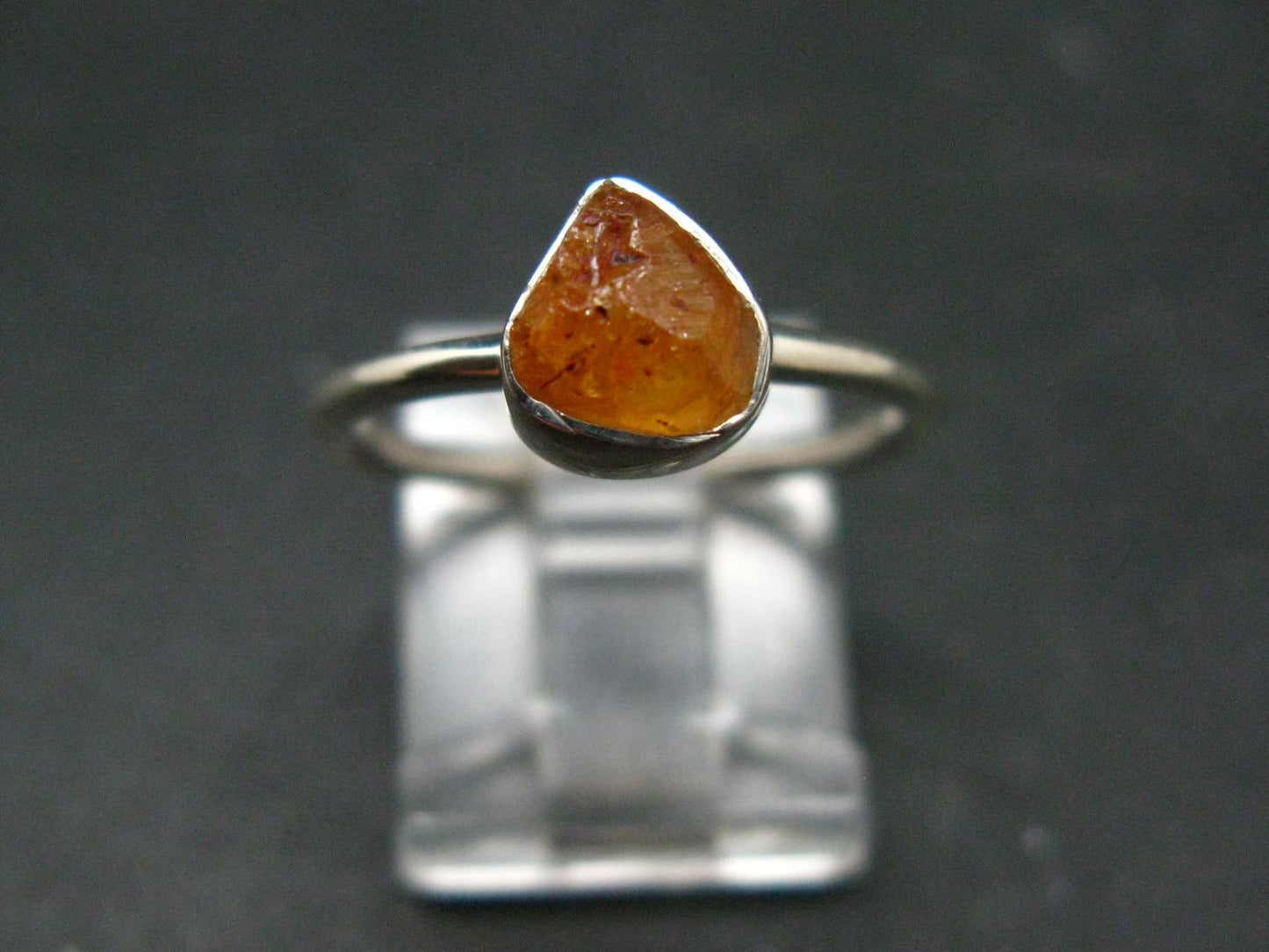 Spessartine Garnet Silver Ring From Tanzania - Size 7 - 2.02 Grams