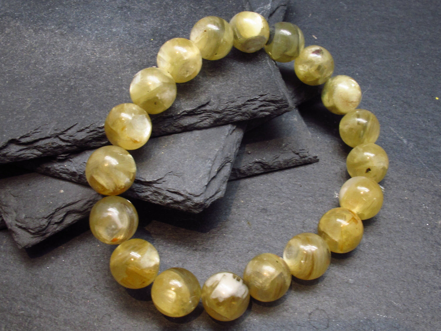 Muscovite Mica Genuine Bracelet ~ 7 Inches ~ 10mm Round Beads
