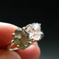 Moldavite Tektite and Herkimer Diamond Silver Ring - Size 8 - 2.73 Grams