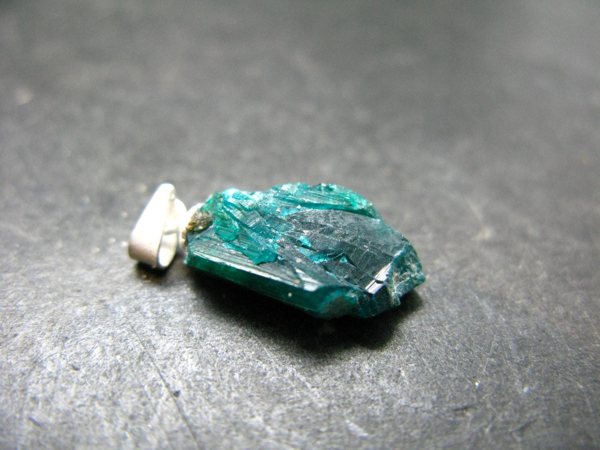 Dioptase Crystal Silver Pendant from Congo - 1.39 Grams - 0.9"