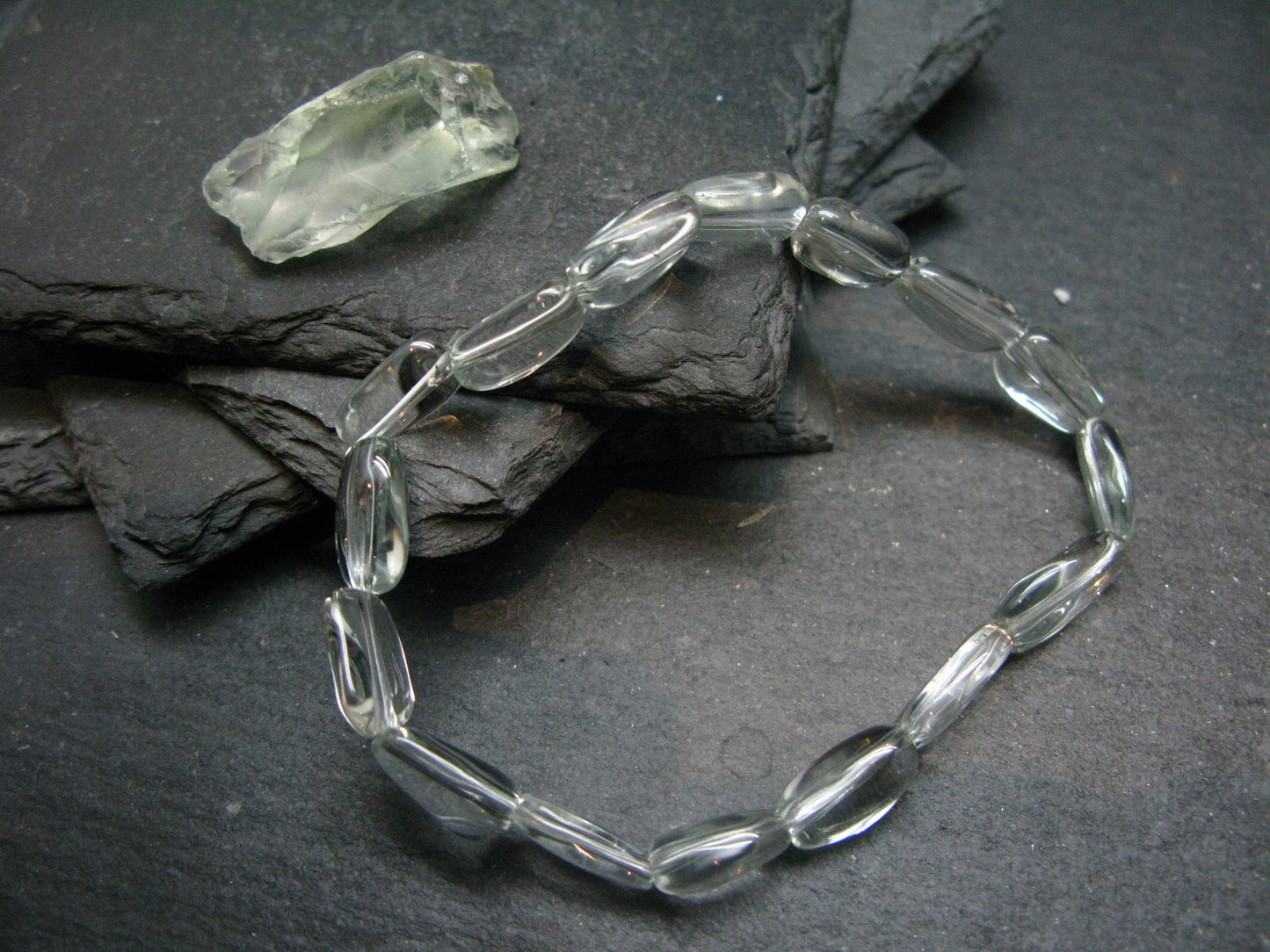 Prasiolite Green Amethyst Genuine Bracelet ~ 7 Inches ~ 10mm Tumbled Beads