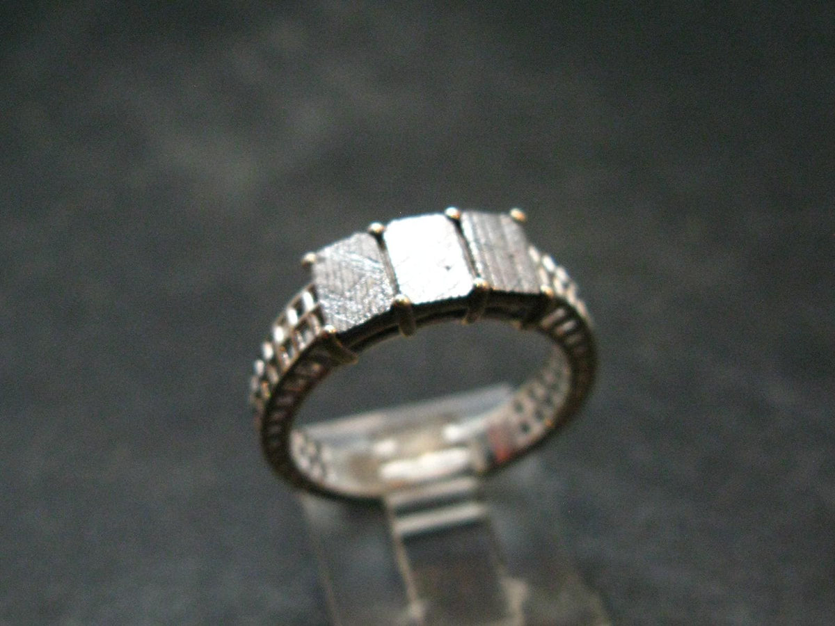 Muonionalusta Meteorite Sterling Silver Ring from Sweden - 3.23 Grams - Size 7