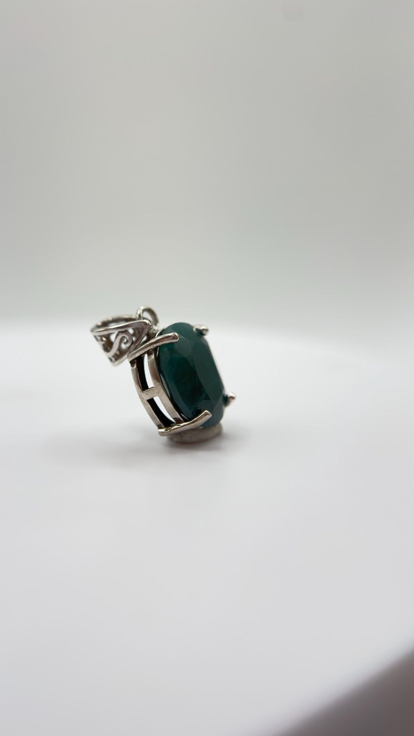 Grandidierite Pendant Blue Green Faceted Gemstone Silver Necklace Rare Crystal Jewelry Gift