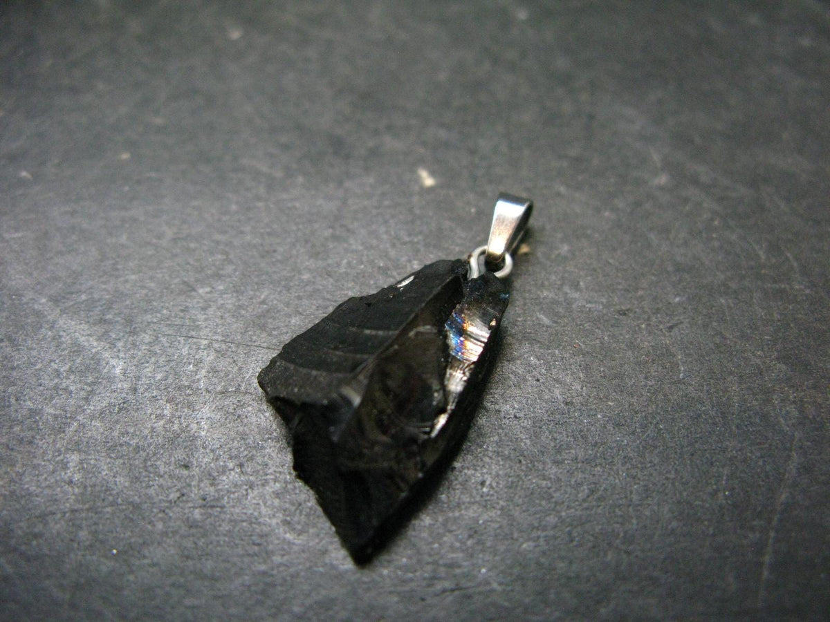 Unpolished Elite Shungite Silver Pendant from Russia - 1.1" - 1.82 Grams